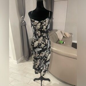 NWT Aakaa slip cowl neck paisley midi dress S
